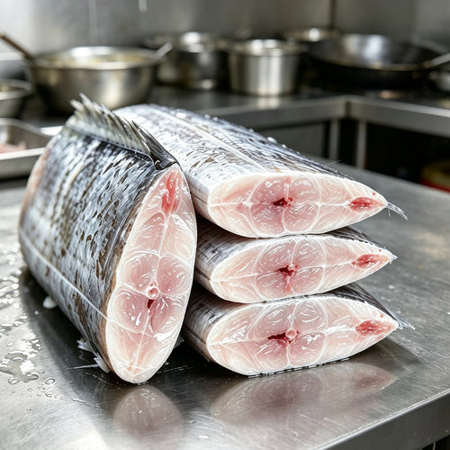 Thick ribbonfish steaks showing white flesh