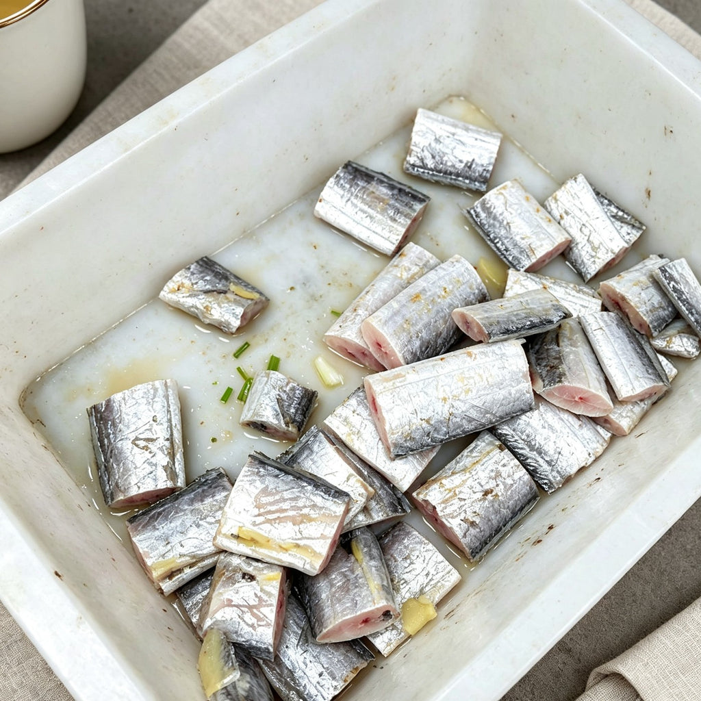 Ribbonfish segments arranged in a tray ready to cook